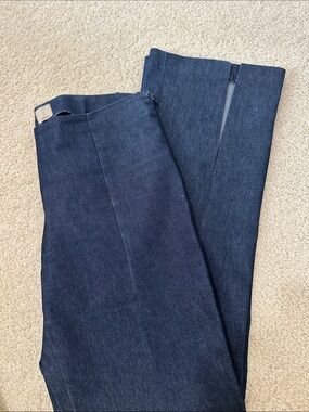 Indigo Pull-On Denim trousers with front boot slits